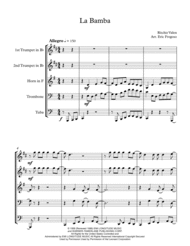 La Bamba for Brass Quintet Sheet Music by Ritchie Valens