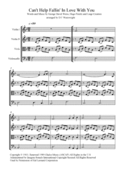 Can't Help Falling In Love arranged for string quartet with score and parts & mp3 Sheet Music by Michael Buble