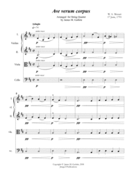 Mozart: Ave Verum Corpus for String Quartet Sheet Music by Wolfgang Amadeus Mozart