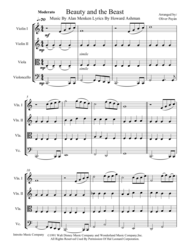 Beauty and The Beast for String Quartet Sheet Music by Alan Menken