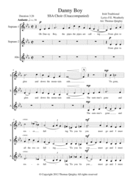 Danny Boy (SSA Choir Unaccompanied) Sheet Music by Irish traditional/Lyrics F.E. Weatherly