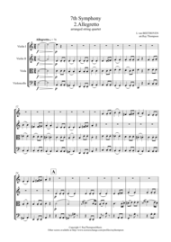 Beethoven: Symphony No.7 Op.92 Mvt.II Allegretto - string quartet Sheet Music by Ludwig van Beethoven