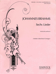 6 Songs Vc Sheet Music by Johannes Brahms