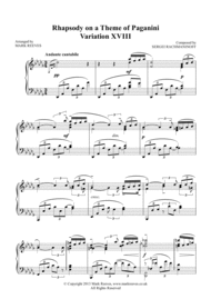 Rhapsody on a Theme of Paganini Variation 18 Sheet Music by Mark Reeves
