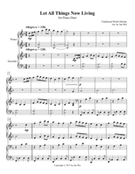 Let All Things Now Living for Piano Duet Sheet Music by Traditional Welsh Melody
