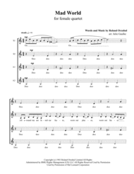 Mad World for SSAA female quartet a cappella Sheet Music by Gary Jules