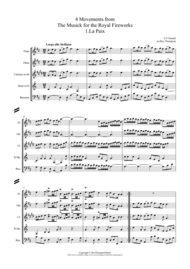 Handel: 4 Movements from "The Musick for The Royal Fireworks" - wind quintet Sheet Music by George Frideric Handel