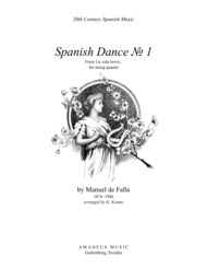 Spanish Dance No. 1 from La vida breve for string quartet Sheet Music by M. de Falla (1876-1946)