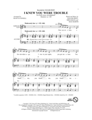 I Knew You Were Trouble. Sheet Music by Taylor Swift