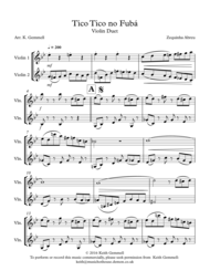 Tico Tico no Fuba: Violin Duet Sheet Music by Zequinha Zebreu