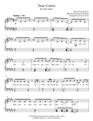 True Colors for easy piano Sheet Music by Cyndi Lauper