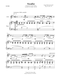 Rachmaninoff: Vocalise for Cello & Piano Sheet Music by Sergei Rachmaninoff