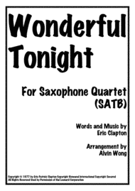 Wonderful Tonight - Saxophone Quartet Sheet Music by Eric Clapton