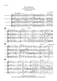 Ravel: Trois Chansons (Three Songs) (includes Three Lovely Birds of Paradise) -recorder quartet Sheet Music by Maurice Ravel