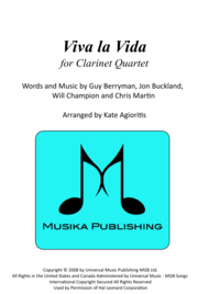 Viva La Vida - for Clarinet Quartet Sheet Music by Coldplay