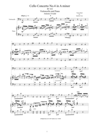 Vivaldi - Cello Concerto No.4 in A minor RV 422 for Cello and Piano Sheet Music by Antonio Vivaldi