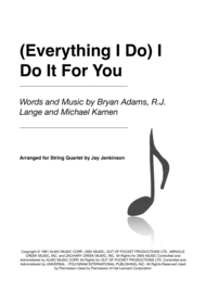(Everything I Do) I Do It For You for String Quartet Sheet Music by Bryan Adams