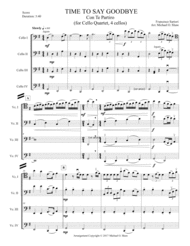 Time To Say Goodbye for Cello Quartet (4 cellos) Sheet Music by Sarah Brightman with Andrea Bocelli