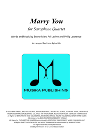 Marry You - for Saxophone Quartet Sheet Music by Bruno Mars