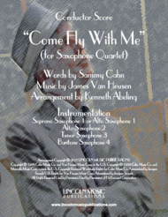 Come Fly With Me (for Saxophone Quartet SATB or AATB) Sheet Music by Frank Sinatra