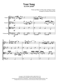Your Song (String Quartet) Sheet Music by Elton John