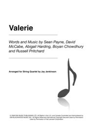 Valerie for String Quartet Sheet Music by Amy Winehouse