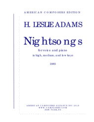 [Adams] Nightsongs Sheet Music by H. Leslie Adams