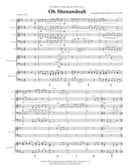 Oh Shenandoah for Brass Quintet Sheet Music by public domain