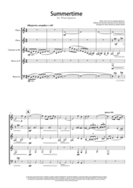 Summertime for Wind Quintet Sheet Music by George Gershwin