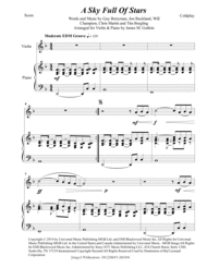 Coldplay: A Sky Full Of Stars for Violin & Piano Sheet Music by Coldplay