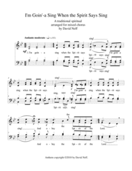 I'm Goin'-a Sing When the Spirit Says Sing (I'm Gonna Sing) Sheet Music by David Neff