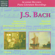 JS Bach - Selections From Notebook For Anna Magdalena Bach & 2-part Inventions (CD) Sheet Music by Keith Snell