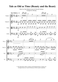 Beauty And The Beast - Tale as Old as Time (arranged for String Quartet) Sheet Music by Alan Menken