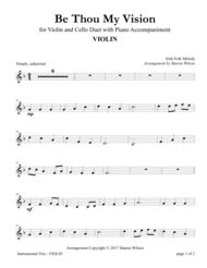 Be Thou My Vision (Violin and Cello Duet with Piano Accompaniment) Sheet Music by Traditional Irish Folk Tune