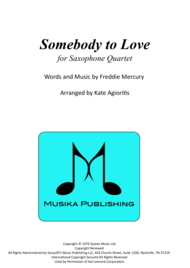 Somebody To Love - for Saxophone Quartet Sheet Music by Queen