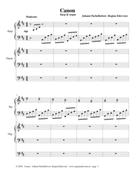 Canon in D - harp and organ Sheet Music by Johann Pachelbel
