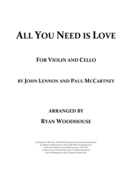 All You Need Is Love - Violin and Cello Sheet Music by The Beatles