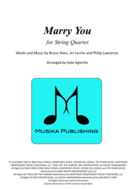 Marry You - for String Quartet Sheet Music by Bruno Mars