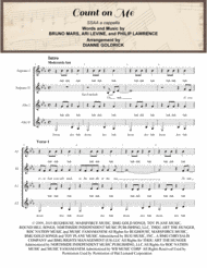 Count On Me SSAA a cappella Sheet Music by Bruno Mars