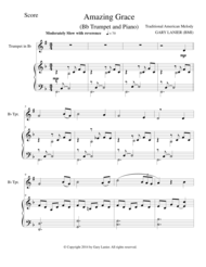 AMAZING GRACE (Bb Trumpet Piano and Trumpet Part) Sheet Music by Traditional American Melody