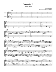 Canon In D Violin Duet Sheet Music by Johann Pachelbel