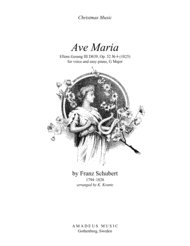 Ave Maria (Schubert) for voice and easy piano (G major) Sheet Music by F. Schubert (1794-1828)