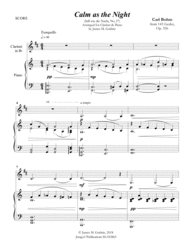 Bohm: Calm as the Night for Clarinet & Piano Sheet Music by Carl Bohm