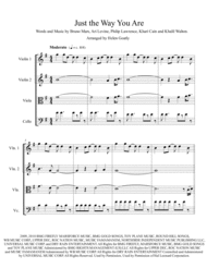 Just The Way You Are by Bruno Mars. Arranged for String Quartet Sheet Music by Bruno Mars