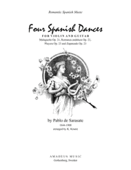 4 Spanish Dances by Sarasate for violin and guitar Sheet Music by Pablo de Sarasate (1844-1908)