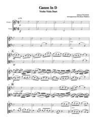 Pachelbel's Canon In D Violin Viola Duet Sheet Music by Johann Pachelbel