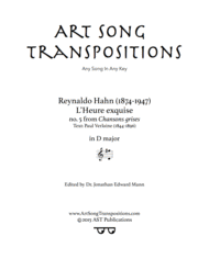 L'heure exquise (D major) Sheet Music by Reynaldo Hahn
