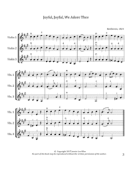 Favorite Hymns for Three Violins Sheet Music by Composer for each hymn is listed.