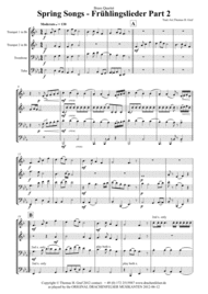 Spring Songs - Frühlingslieder - Part 2 - German Folk Songs - Brass Quartet Sheet Music by Traditional