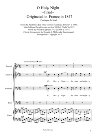 O Holy Night Sheet Music by Words: Placide Cappeau